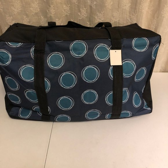 NWT Large Nylon Shopper Tote Storage Bag Blue - Picture 2 of 5